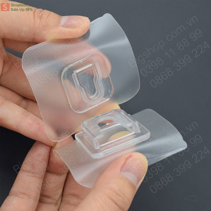 Miếng móc dán treo đồ gắn tường đa năng tiện dụng, đỡ ổ cắm điện, cục phát wifi, hộp để đồ, tranh ảnh không cần khoan