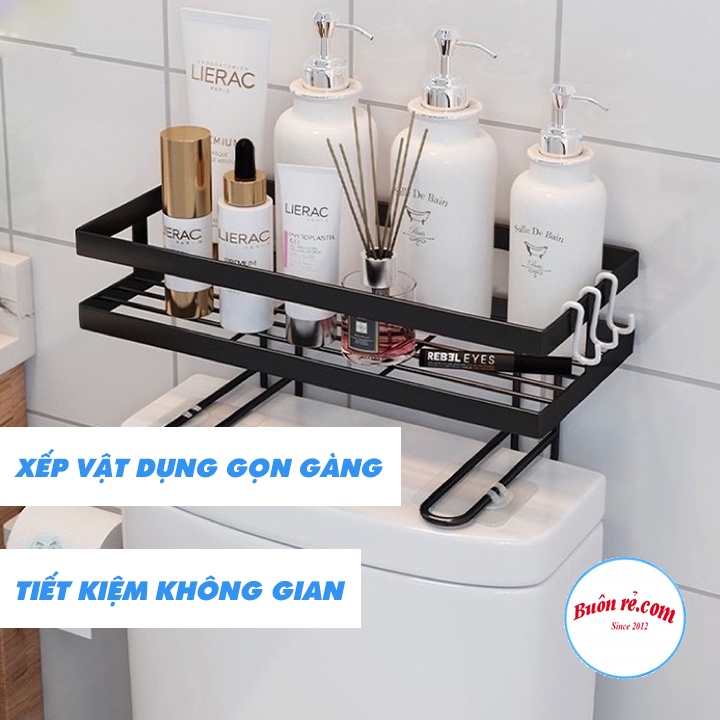 Kệ gác bồn cầu TẶNG KÈM 2 MIẾNG DÁN – Giá để đồ phòng tắm tiện dụng hình chữ nhật _ 01410 _ Buonre