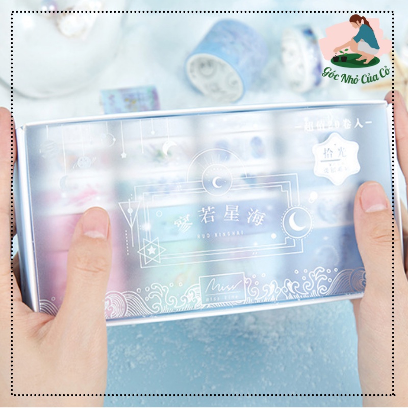 Hộp 20 cuộn Băng dính washi tape chim hạc cổ trang gocnhocuaco VPP0040