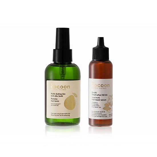 Combo Nước dưỡng tóc tinh dầu bưởi pomelo 140ml + Serum sachi phục hồi tóc Cocoon 70ml