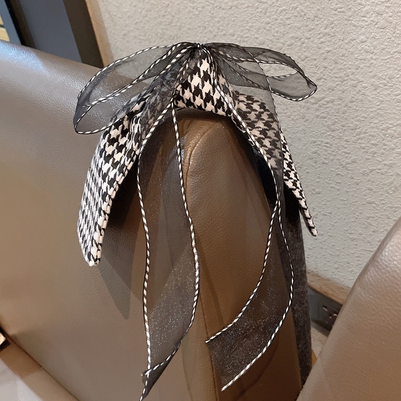 Kẹp tóc đính nơ họa tiết kẻ ô phong cách Hàn Quốc thời trang cho nữ