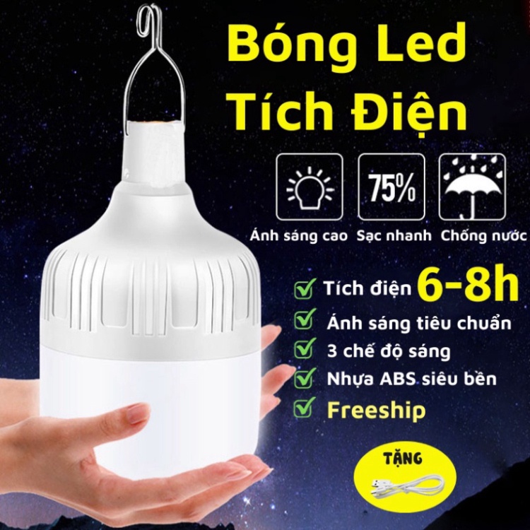 BÓNG ĐÈN LED TÍCH ĐIỆN,200W 5V LED Bóng Đèn Sạc Tích Điện Siêu Sáng Thích Hợp Đi Du Lịch, Dã Ngoại LEON OFFICIAL