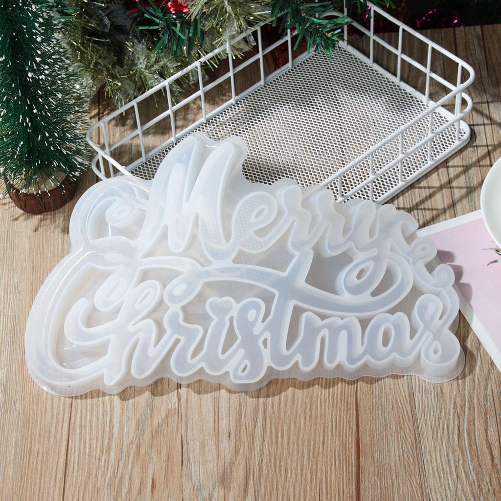 JARRED Khuôn Silicone Làm Đồ Trang Trí Thủ Công Hình Chữ Merry Christmas