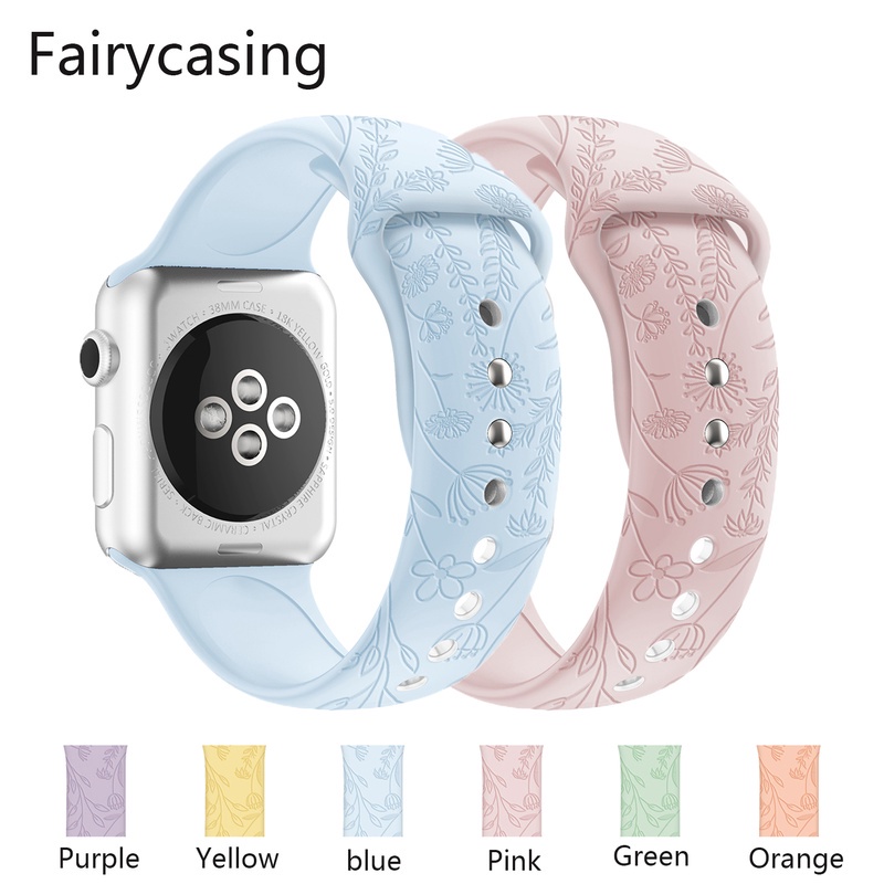 Dây Đeo Đồng Hồ Bằng Silicone Họa Tiết Hoa Bướm Cho iwatch Series 7 6 5 4 3 2 45MM 41MM Series 45 41 40 44 38 MM 45MM 40MM
