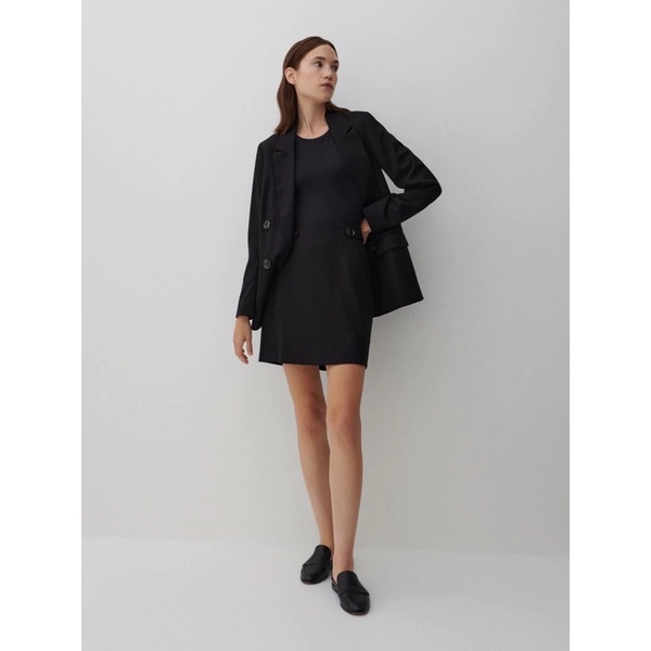 Reserved Đức - Chân váy kiểu chính hãng auth new tag cao cấp có sẵn sale công sở chữ A dáng ngắn phối nút mini 0396I-09M