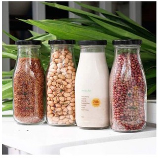 Chai thủy tinh 300ml nắp thiết đen