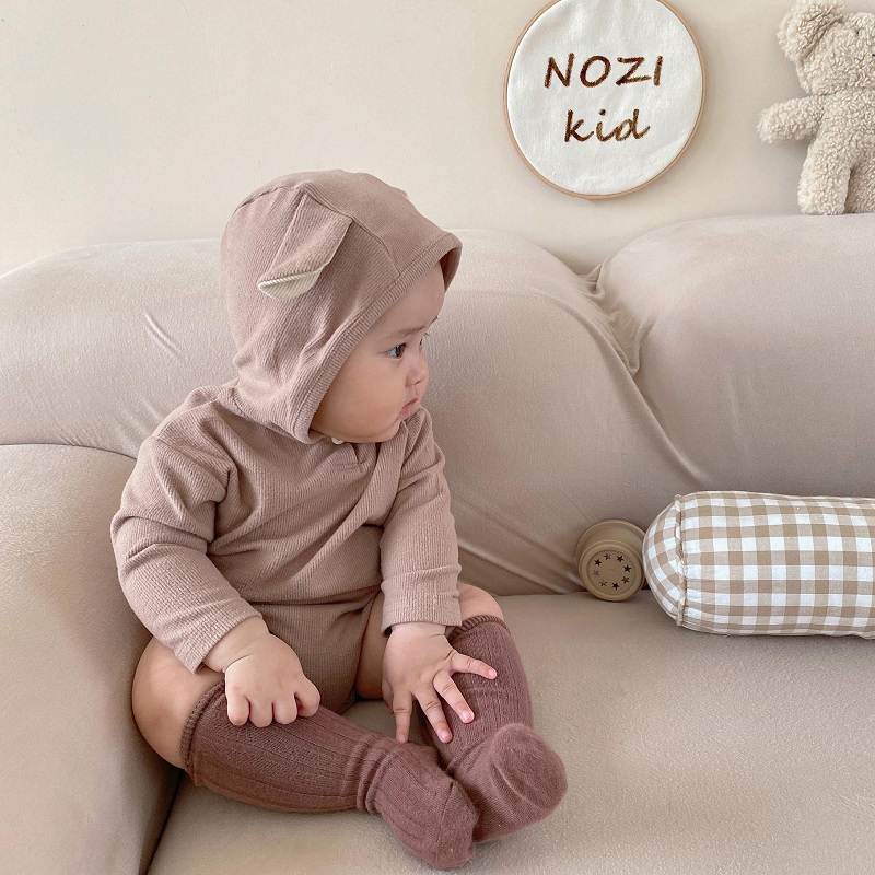 Bodysuit cún nâu và thỏ hồng, bộ thu đông dài tay bộ đồ hình thú cho bé chất len tăm mềm mịn - MICHI Closet