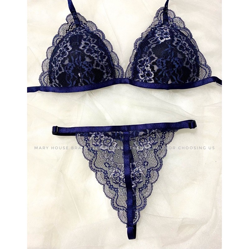 Bộ Đồ Lót Ren Mút Ngực Quần Lọt Khe Mary House Bra & Sleepwears | BigBuy360 - bigbuy360.vn
