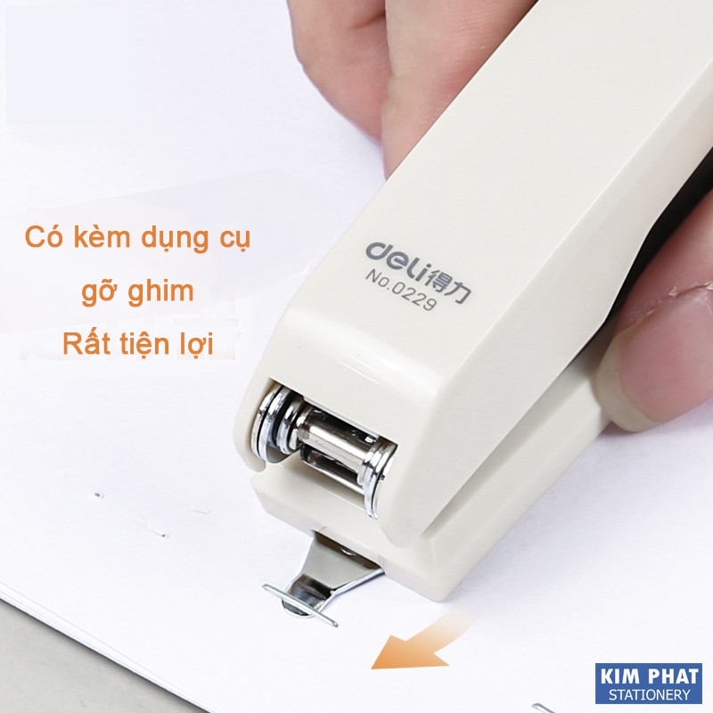 Dập ghim, bấm kim số 10 có thể đựng được 2 lõi ghim trên 1 khay tiện lợi Deli E0229