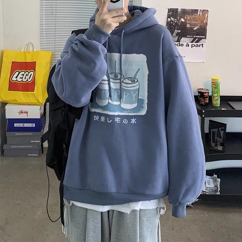 Áo hoodie nỉ unisex form rộng 3 Lon Nước nam nữ ulzzang Wind