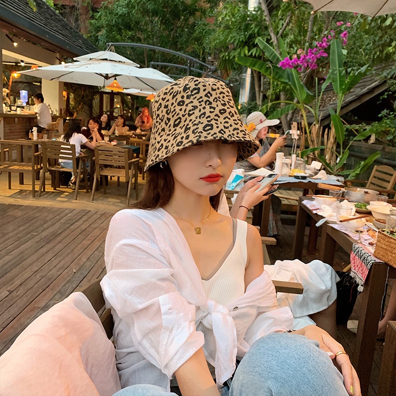Nón Bucket Chống Nắng Hai Mặt In Họa Tiết Da Báo Phong Cách Retro Thời Trang Xuân Hè Cho Nữ