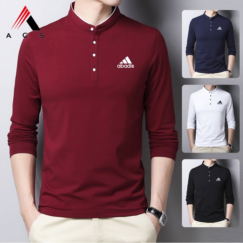 Áo Thun Polo Thời Trang Mới Nam Cổ Áo Bóng Chày Cotton Dài Tay Áo Thun Thể Thao Giản Dị Hàng Đầu