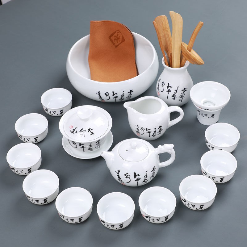 Bộ ấm trà Kung Fu Gia dụng Làm tách trà, bát bọc đơn giản Jingdezhen, đạo bằng gốm sứ sáng tạo màu trắng tinh kh