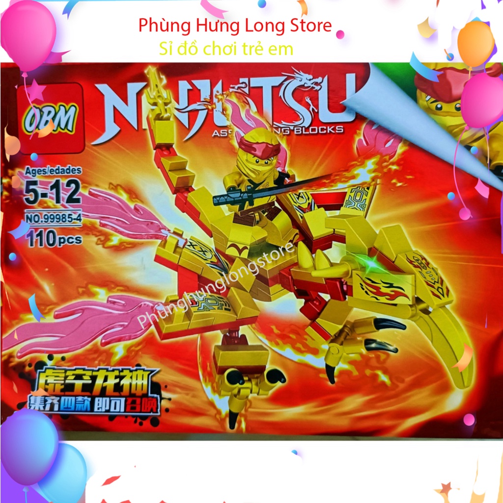 Đồ chơi lắp ráp,lego ninjago robot rồng phi tuyền cùng binh sỹ Ninjago mẫu A8100 phối hợp 4 in 1