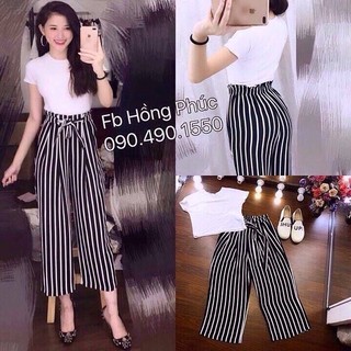 Set bộ áo cát hàn quần cotton dệt ống rộng