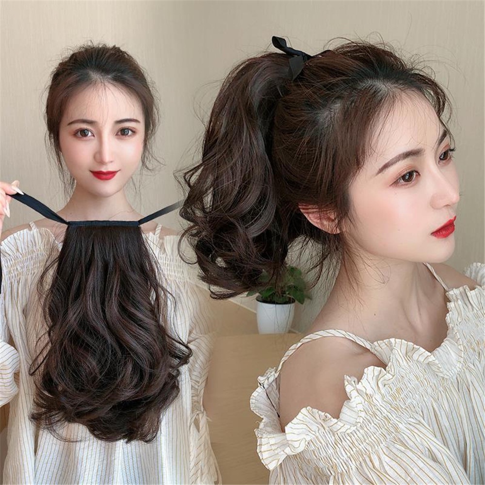 Tóc Giả Đuôi Ngựa Xoăn Tự Nhiên Có Kẹp Dành Cho Nữ