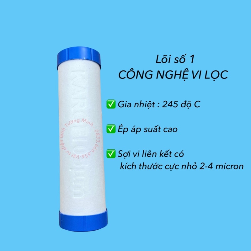 Bộ 3 lõi lọc nước Karofi chính hãng dùng cho máy lọc nước RO Bộ lõi lọc 123 karofi chính hãng