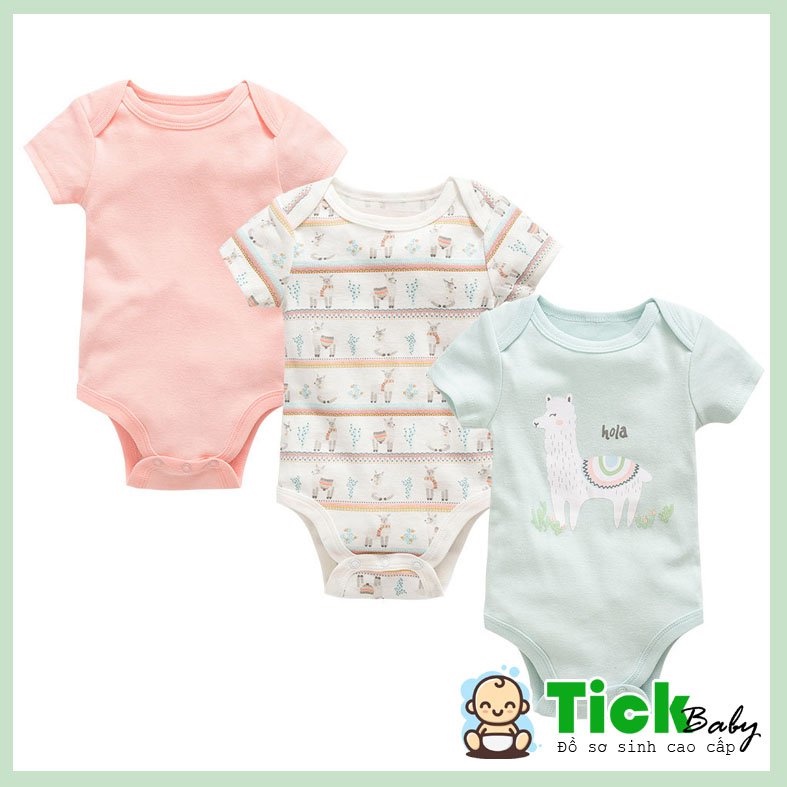 Set 3 Áo Body Chip Sơ Sinh Mùa Hè Xinh Xắn Cho Bé Trai Bé Gái 100% Cotton - Tickbaby