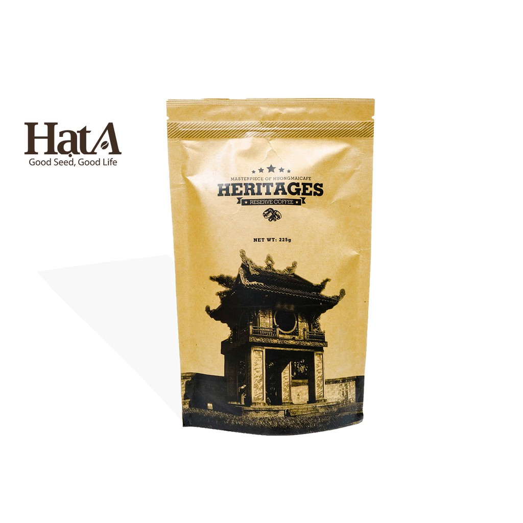 Cà phê chồn cao cấp Heritages Coffee Kraft Bag Hương Mai Cafe 100% hạt Robusta nguyên chất 225gr