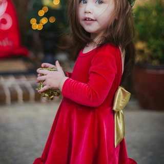 Đầm bé gái thắt nơ eo