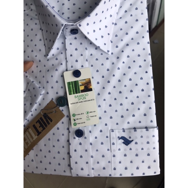 [ FREE SHIP ] Mẫu Mới Áo Ngắn Tay Việt Tiến Chính Hãng Dáng Xuông Vải Tre Chống Nhăn Lai Bằng