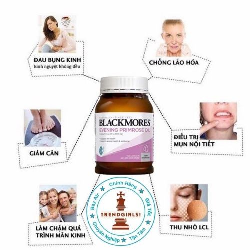 Tinh dầu Hoa anh thảo Blackmores Evening Primrose Oil, Úc (190 viên) hỗ trợ làm đẹp da tóc, cân bằng nội tiết, giảm mụn