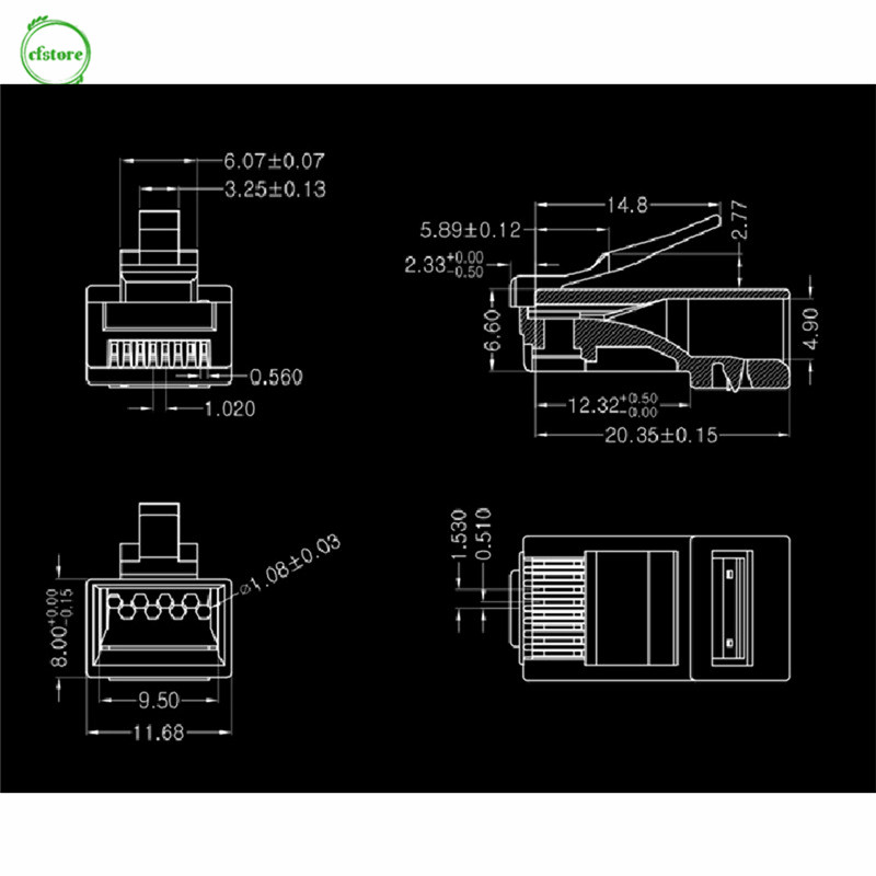 Đầu Nối Mạng Cf Rj45 Cat6 Cat6E Utp Unshielded Rj45