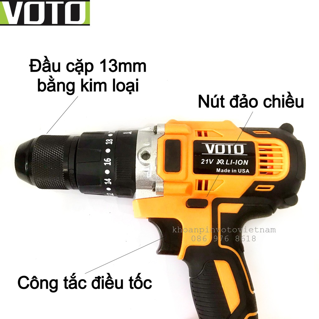 Thân máy khoan bắt vít Voto 13mm Màu cam (ko kèm pin)