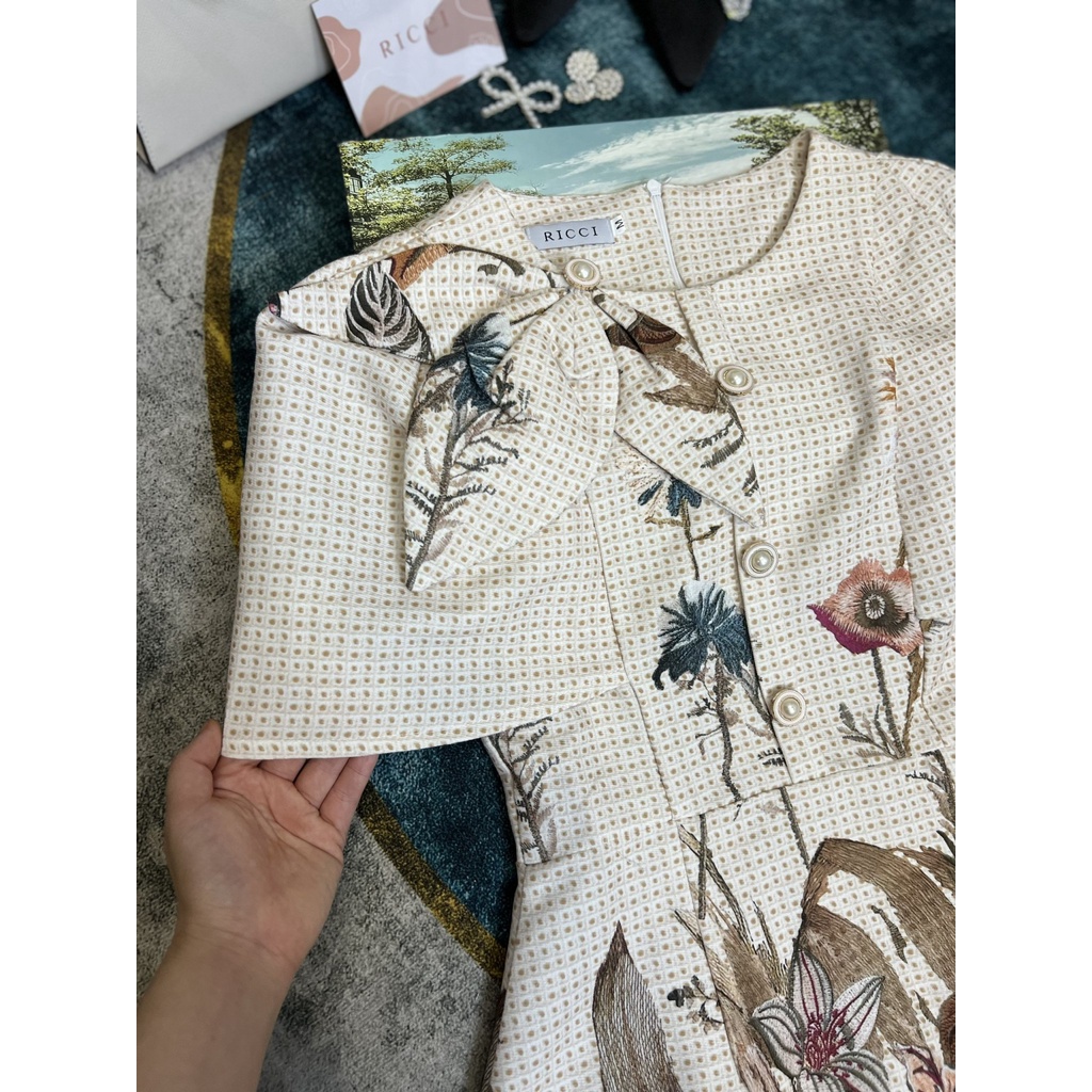 Váy V14 Flora Dress Ricci thiết kế chất liệu Tex Hàn cao cấp in họa tiết 6D  | RICCI OFFICIAL