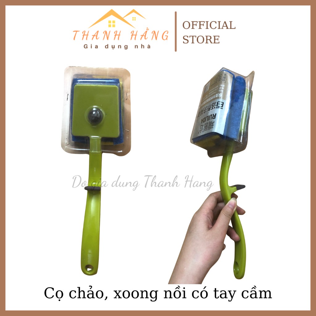 Cọ chảo xoong nồi vệ sinh có tay cầm freeship an toàn sạch sẽ bảo vệ da tay