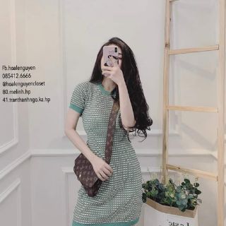 Váy len body xanh