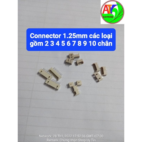 20 Connector đực thẳng 1.25mm JST chính hãng 2p 3p 4p 5p 6p 7p 8p 9p 10p