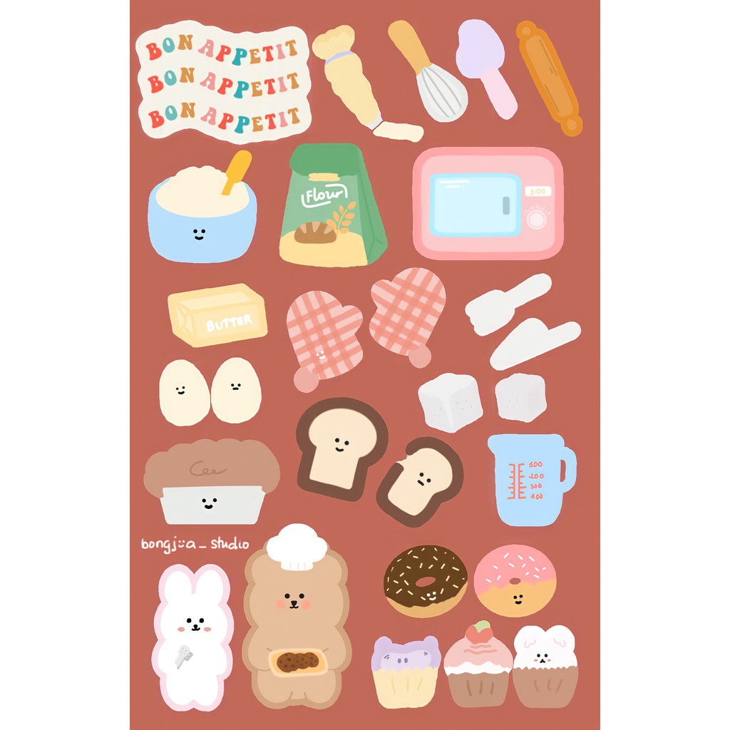 bongjua | sticker baking - nhãn dán làm bánh🧸