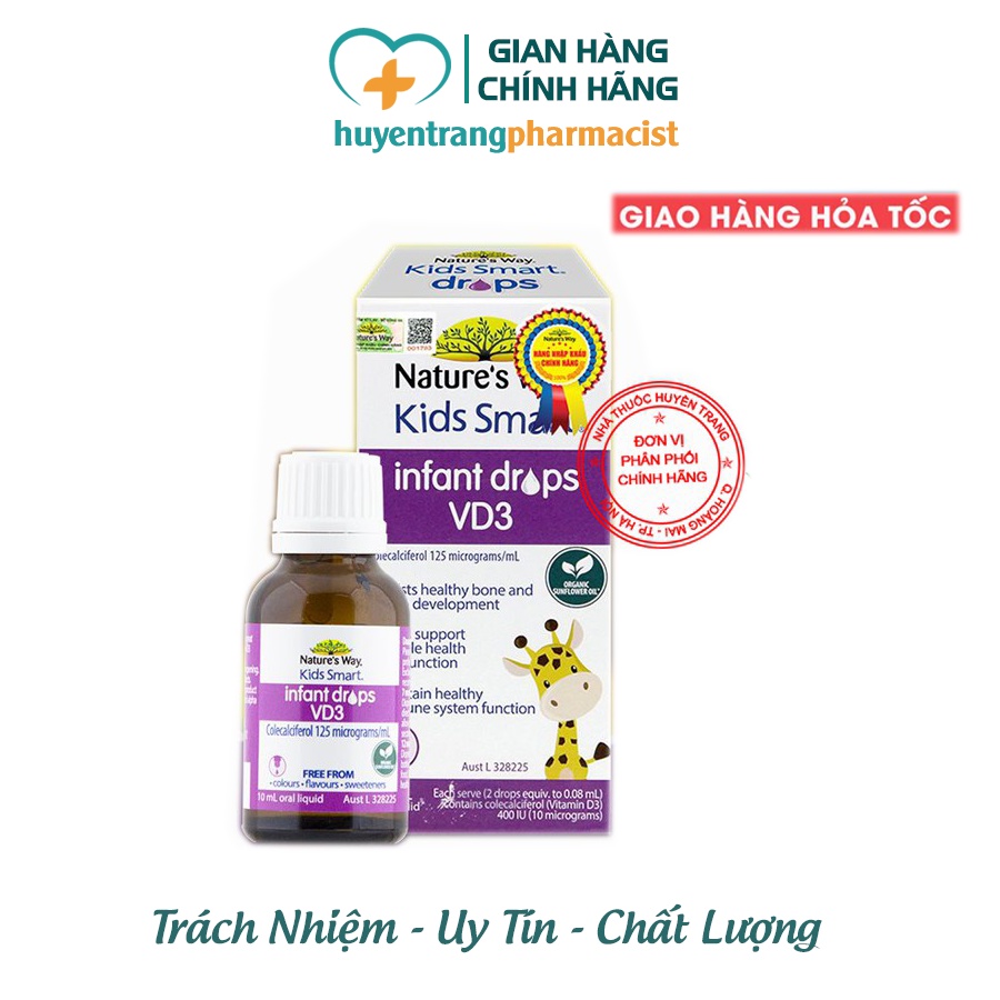 ✔️️️(Tặng quà xinh) Nature's Way Kids Smart Infant Drops VD3 - Bổ sung Vitamin D3 cho Bé (Lọ 10ml)