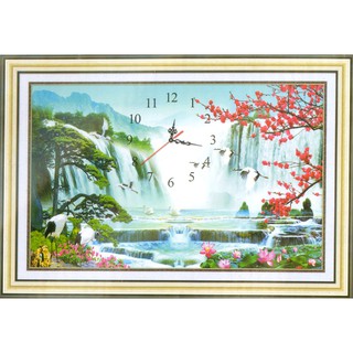 Tranh Đinh Đá ABC 3D Đồng Hồ Thủy Cát Chiêu Tài DF2702 (KHÁCH TỰ ĐÍNH) KT:75X50CM