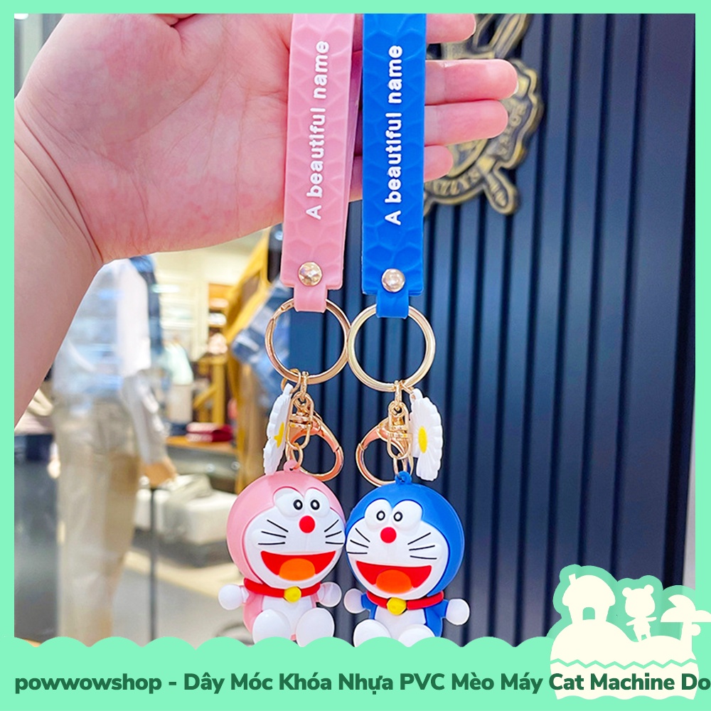 [Sẵn VN - Hỏa Tốc] Dây Móc Khóa Nhựa PVC Mẫu Mèo Thông Minh Cat Smart Dora Pink &amp; Blue