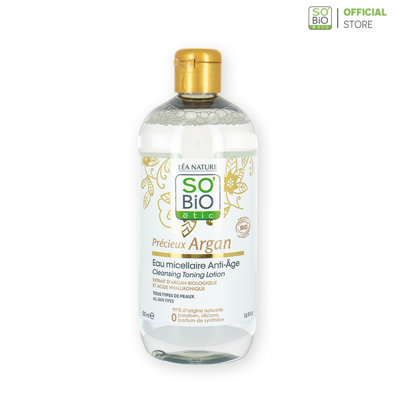 NƯỚC TẨY TRANG DẦU ARGAN HỮU CƠ SO'BIO ESTIC ARGAN ANTI-AGE MICELLAR WATER 500ML CHÍNH HÃNG - 9246