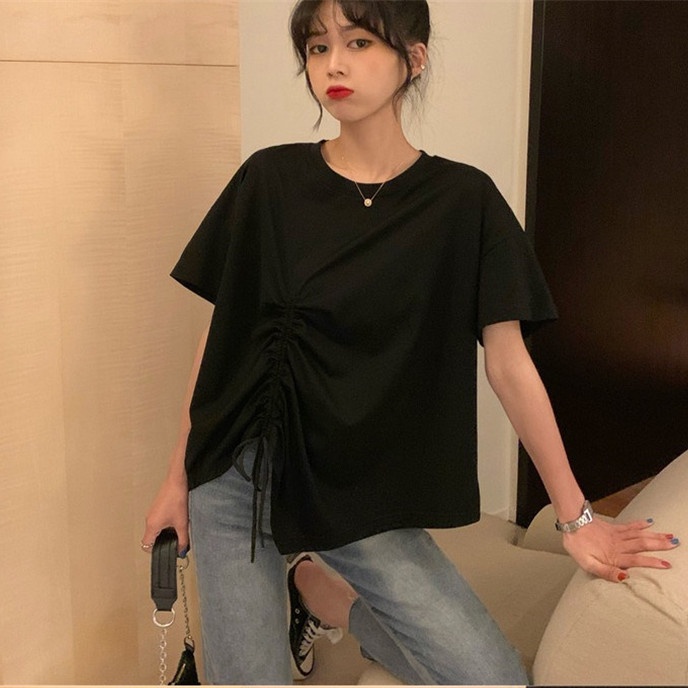 Áo thun SUXI tay ngắn dáng rộng đơn giản thời trang mùa hè cho nữ