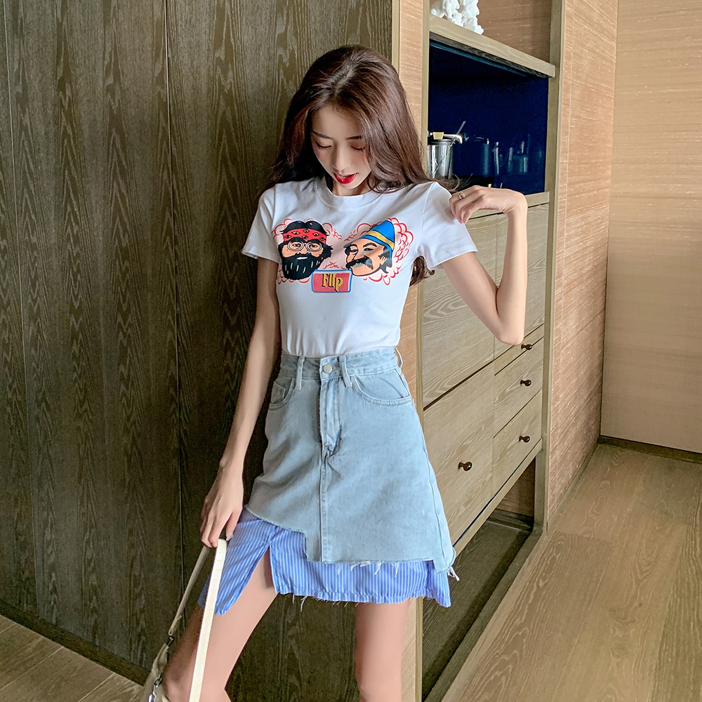 Chân Váy Denim Chữ A Lệch Tà Cá Tính Cho Nữ | BigBuy360 - bigbuy360.vn