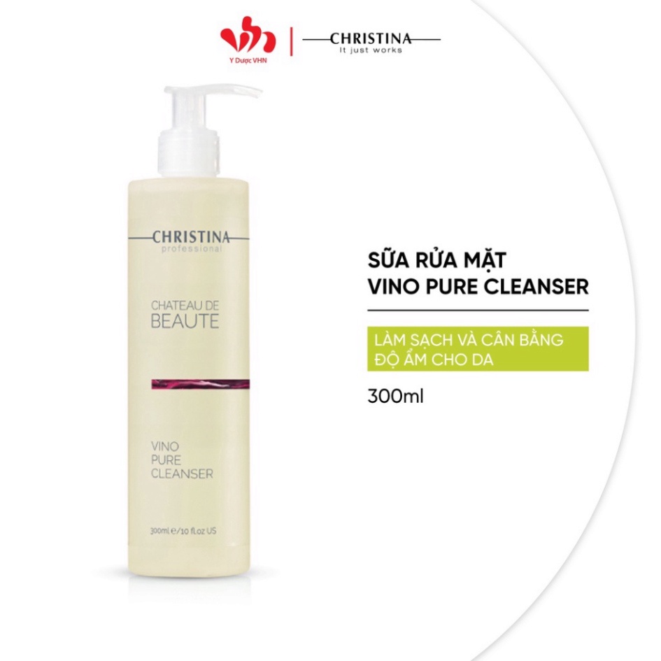 Sữa rửa mặt Chateau Vino Pure Cleanser CHRISTINA giúp làm sạch và cân bằng độ ẩm cho da 300ml - Chính hãng