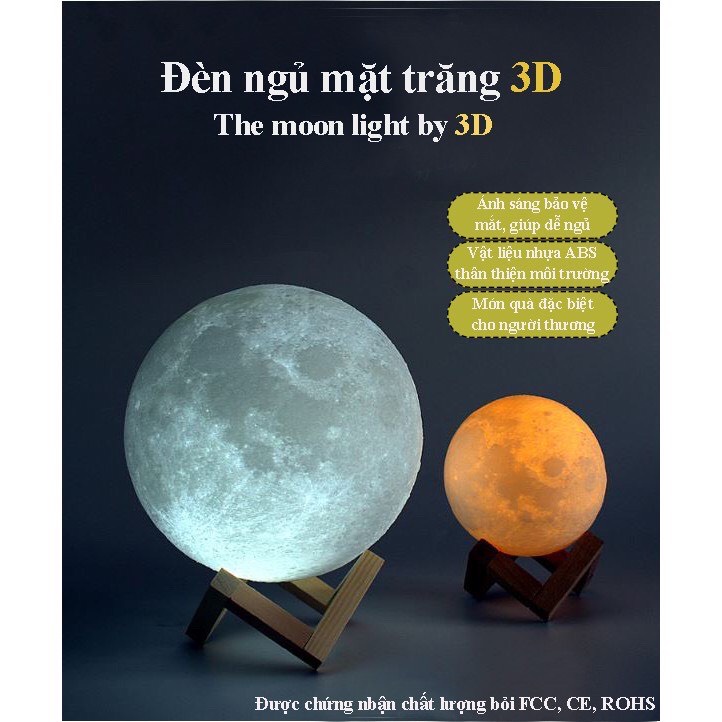 Đèn Ngủ Mặt Trăng TAHOTO 16 màu có điều khiển từ xa tặng kèm đế gỗ BH 6 THÁNG Toàn Quốc.