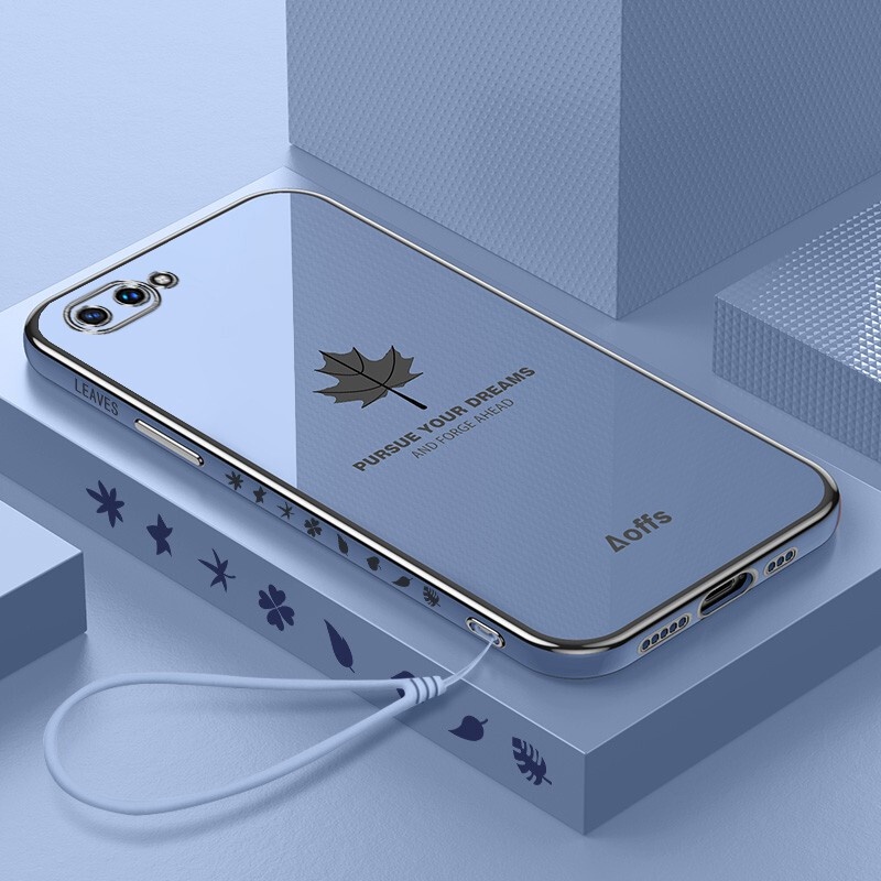 Ốp lưng OPPO A3S A12E case Vỏ điện thoại lá phong mạ điện sang trọng chất lượng cao