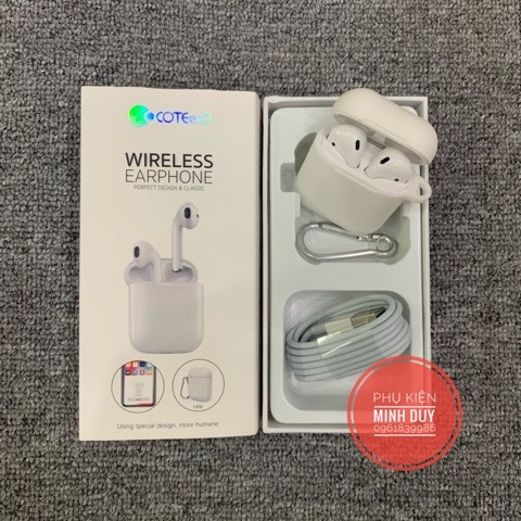 Tai COTEetCI Airpods Wireless Earphone (Hỗ trợ sạc ko dây, tặng kèm bao airpod và móc khoá) | BigBuy360 - bigbuy360.vn