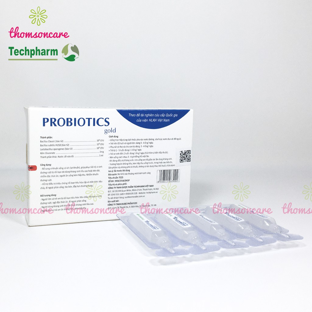 Men vi sinh có thêm kẽm - Probiotics hộp 2 vỉ x 5 ống dễ uống, lợi khuẩn tiêu hóa tốt, ăn ngon miệng