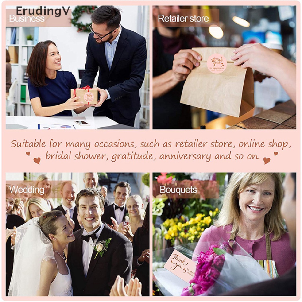 Nhãn Dán Thank You Màu Hồng Trang Trí Gói Quà