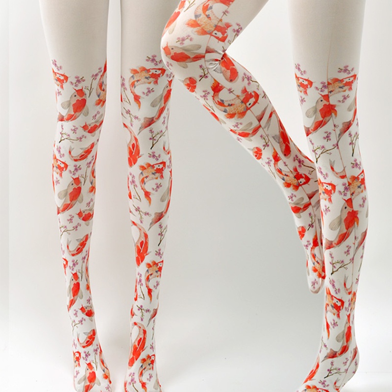 Xiangbao Quần Tất In Họa Tiết Cá Chép Hoa Anh Đào Phong Cách Lolita Cho Nữ
