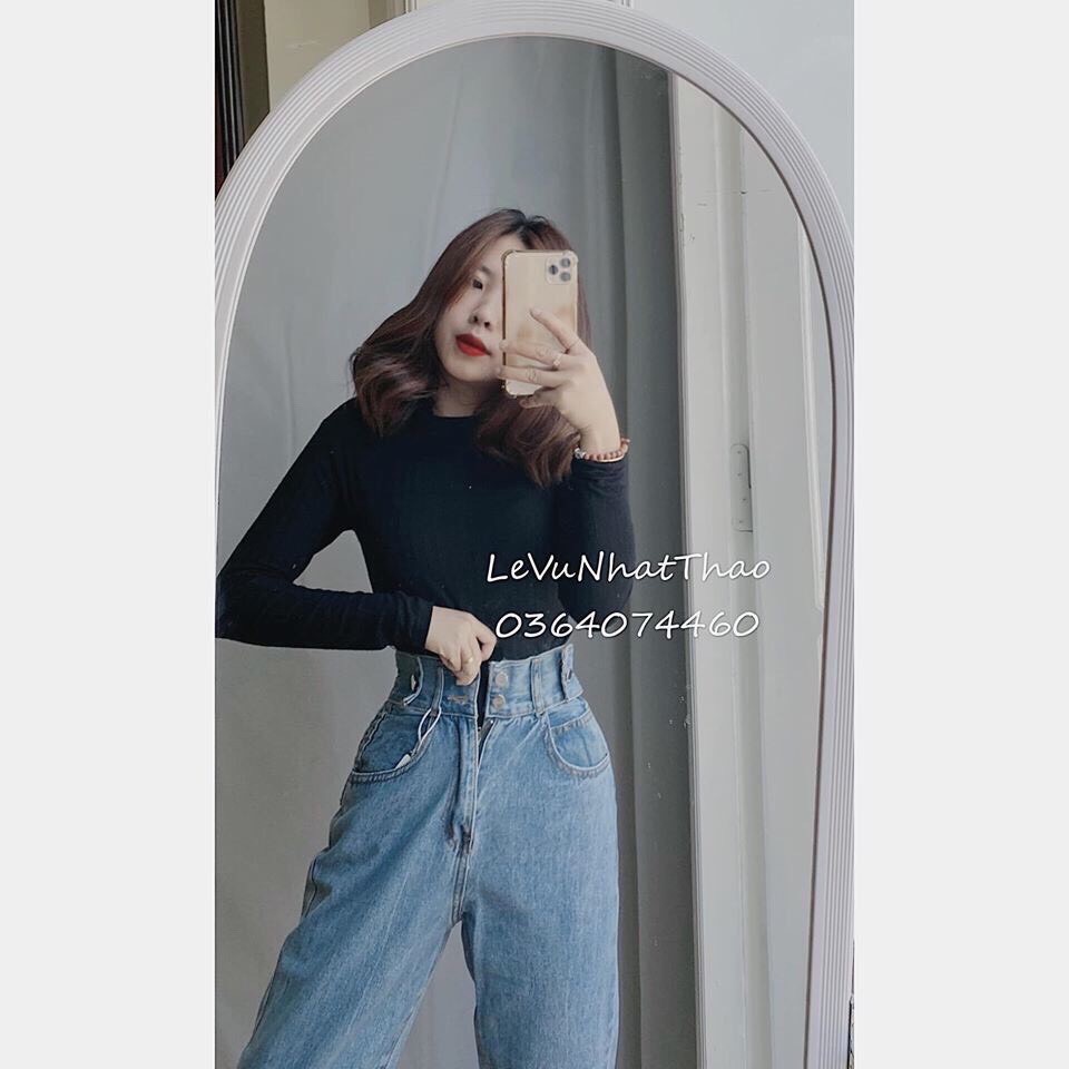 Quần jean nữ lưng cao ống suông, cắt gối,chất vải denim dày dặn, mềm, mang thoái mái,quần jeans Q_boutique