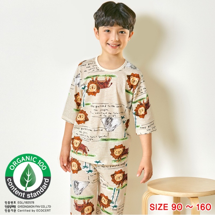 Đồ bộ quần áo thun cotton lửng mùa hè cho bé gái, bé trai Unifriend Hàn Quốc U2021-7. Size đại trẻ em 5-10 tuổi.