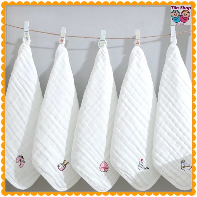 Set 5 KHĂN XÔ SỮA 100% SỢI COTTON SIÊU MỀM 6 LỚP CHO BÉ, CÓ ẢNH THẬT, HÀNG XUẤT NHẬT