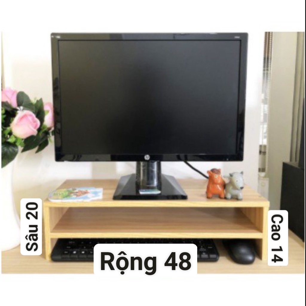 Kệ màn hình máy tính kệ để máy tính 2 tầng kệ gỗ MDF Kệ gỗ laptop 2 tầng màu Vân Gỗ